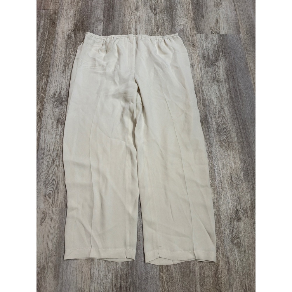 Eileen Fisher Woman Cream Wide Leg Elastic Waist Pants Plus Size 1X Ivory